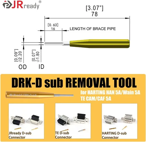 Miniatura 5 de JRready ST5227 KIT de Herramientas Extractoras Herramientas de Extracción de Contacto Sólido Remoción TE/AMP/HARTING Series D SUB Series HAN