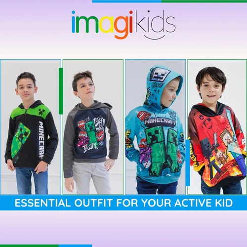 Miniatura 2 de Minecraft Sudadera con capucha de forro polar para niños pequeños a niños grandes (4-18-20)