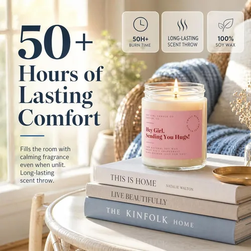 Miniatura 5 de Hug in a Jar - Vela perfumada para mujer, higo de aromaterapia y pomelo, cera de soja de larga duración, regalo para cumpleaños, condolencias