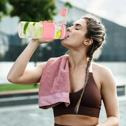 Miniatura 2 de Botella agitadora - 650ml/23oz, duradera y a prueba de fugas, perfecta para batidos de proteínas súper cremosos para el fitness - Rosa
