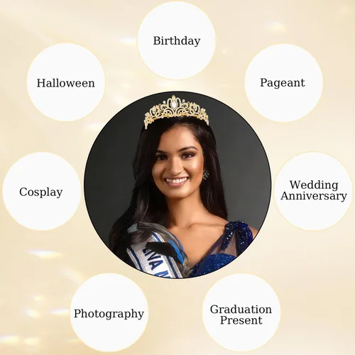 Miniatura 6 de Didder - Diadema con corona de tiara de cristal dorado. Elegante corona con peines para princesa, para mujeres y niñas, ideal para novias, bodas, 02