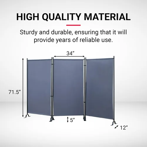 Miniatura 3 de Productos Proman FS17067 Galaxy - Divisor de habitación para interior/exterior (3 paneles), 102” de ancho x 16” de profundidad x 71” de alto Gris