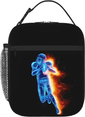 Miniatura 13 de Lonchera Deportiva con Estampado de Fútbol, Bolsa de Almuerzo Aislada Azul para Niños, Adolescentes, Niños y Niñas, Bolsa de Almuerzo Reutilizable