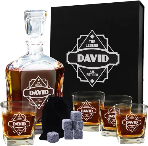 Miniatura 10 de My Personal Memories, Juego de decantador de whisky personalizado de 5 piezas, decantador y juego de regalo de 4 vasos, grabado personalizado