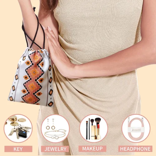 Miniatura 7 de WLLWOO - 2 bolsas de maquillaje de pana con cara sonriente, bolsa de cosméticos con cremallera interior impermeable, estuche para lápices, monedero