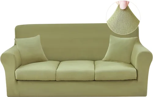 Miniatura 20 de JQinHome Funda elástica para sofá de 2 piezas Fundas para sofá, funda para sillón con funda de cojín separada para silla, protector de muebles