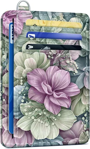 Miniatura 8 de SEAVILIA Tarjetero de crédito para mujer, cartera RFID para mujer, tarjetero de bolsillo frontal delgado y minimalista, bonito estuche delgado
