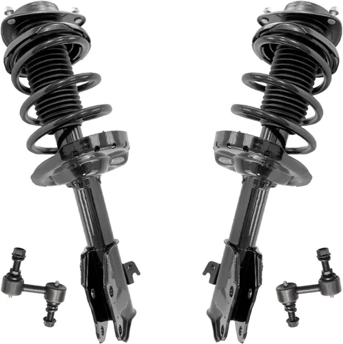 Miniatura 25 de Detroit Axle - Kit de 4 barras estabilizadoras delanteras para Ford F-150 2021 2022 2023 2024, 2 puntales con resorte helicoidal, 2 eslabones