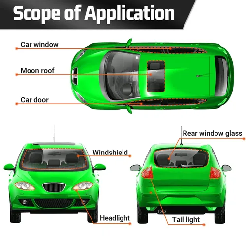 Miniatura 4 de Cinta selladora de butilo, 1 cinta de goma butílica para instalar piezas de automóvil, ventanas, puertas y parabrisas, negro, impermeable