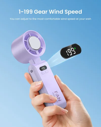 Miniatura 3 de Ventilador de mano portátil con refrigeración por hielo, ventilador turbo de alta velocidad de 24.6 ft/s, ventilador de cuello personal plegable 4