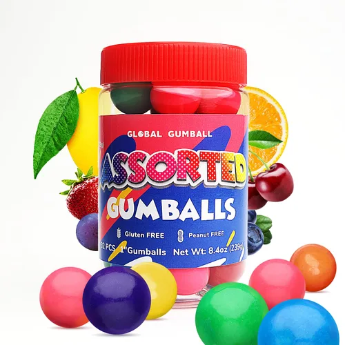 Miniatura 9 de Gumballs in Jar - Berry Blots Gumballs - Goma de mascar grande de 1 pulgada - Gomas de mascar grandes con sabor a fruta para niños de 9 onzas - Goma