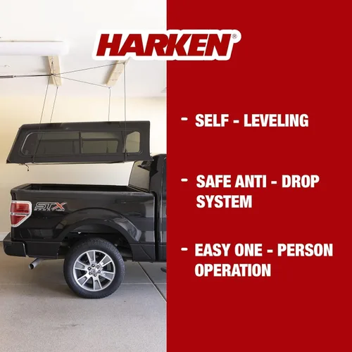 Miniatura 2 de HARKEN - Polipasto de garaje de capota de camioneta, autonivelante, sistema seguro anticaídas, fácil operación de una persona, organización
