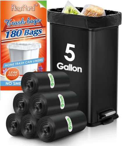 Miniatura 8 de 6 Gallon (fit 5.5-6 Gal) Small Strong Trash Bags by RayPard, 72 Counts Garbage Bags 25 Liter Waste Bin Liners for Home Office Kitchen Bathroom