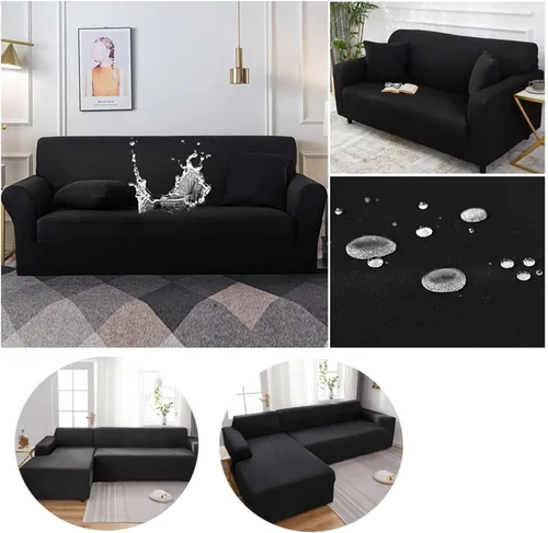Miniatura 3 de MIPOPS Funda de sofá, funda de sofá elástica para sofá seccional, protector de muebles para muebles, sofás para mascotas, niños, perros y gatos Negro