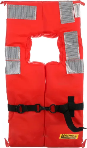 SEACHOICE Chaleco y chaqueta comercial tipo I para uso en alta mar, naranja fluorescente, paneles reflectantes, varios tamaños