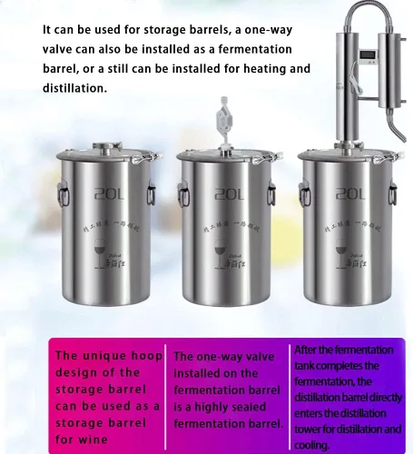Miniatura 6 de 60L 304/316 Nuevo barril de fermentación de acero inoxidable barril fermentador de barril de vino autoferizado vino sellado equipo de fabricación