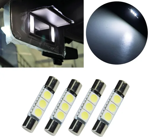 Miniatura 3 de PA LED 4 x LED 5050 3SMD Fuse Festoon Bulb Dome Interior Luz Interior Coche Visera Solar Espejo Luz 1.220 in (blanco)