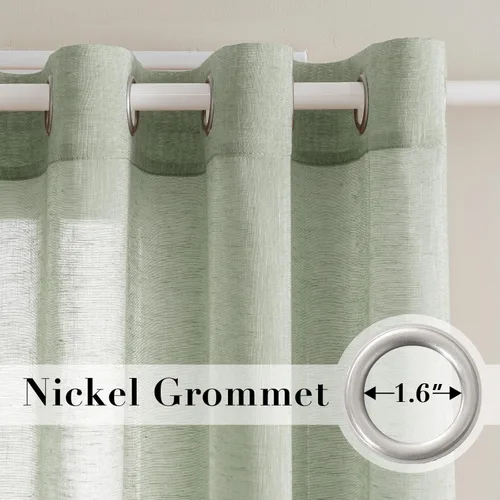 Miniatura 2 de H.VERSAILTEX - Cortinas de lino con mezcla de lino natural, paneles de cortina para sala de estar/cortinas semitranslúcidas de lino que reducen