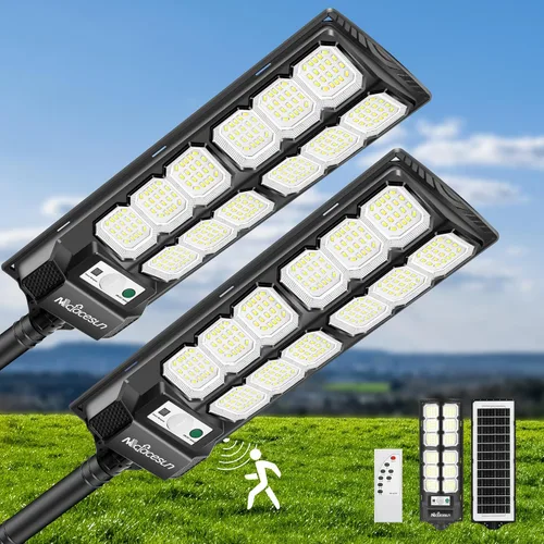 Miniatura 10 de Luces solares para exteriores, 5000LM -6500K, luz solar IP66 impermeable para exteriores con sensor de movimiento y atardecer a amanecer, luz solar