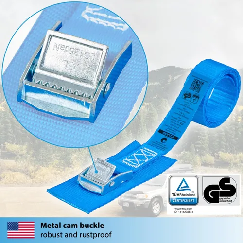 Miniatura 7 de valonic Islandia - Correas cortas de amarre - Paquete de 4, 1.6 pies x 1 pulgada, 1100 libras, certificado por TÜV Rheinl, almohadilla