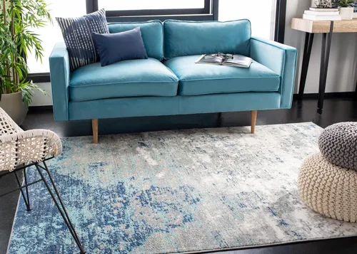 Miniatura 18 de SAFAVIEH Jasper Collection - Alfombra decorativa de 2 x 4 pies, gris y azul, diseño abstracto moderno, no desprende pelusa y de fácil cuidado, ideal