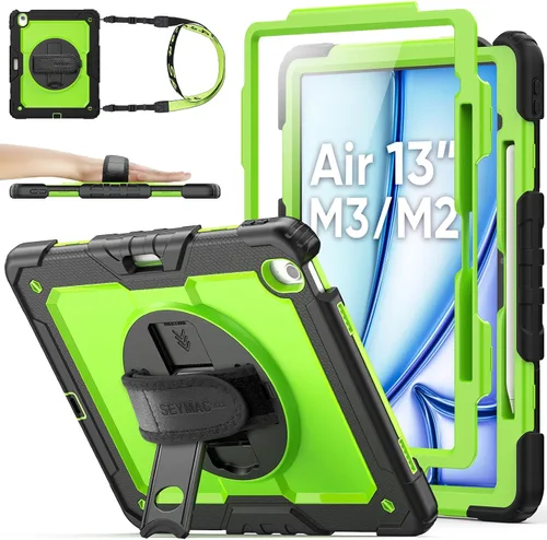 Miniatura 27 de SEYMAC stock Funda protectora para iPad Air de 11 pulgadas M3 2025/M2 2024 (Air 7ª/6ª generación), funda resistente con protector de pantalla
