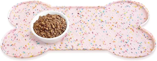 Miniatura 17 de PWTAA Tapete para Comida de Perros Antideslizante de Silicona, Tapete para Tazón de Perro más Grueso, Mantel Individual para Mascotas Impermeable