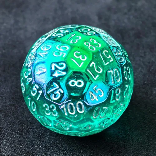 Miniatura 11 de Bescon Dados poliédricos translúcidos 100 lados, D100 transparente muere, Cubo de 100 lados, Dados de juego D100, Cubo de ámbar de 100 lados