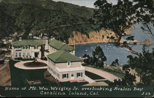Home of Mt. Wm. Wrigley Jr, Avalon bay Santa Catalina Island, California CA Original Antique Postcard