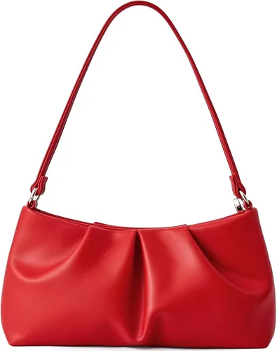 Miniatura 8 de Bolso de noche de piel sintética, bolso de mano fruncido para mujer, con correas de hombro dobles desmontables, bolso cruzado