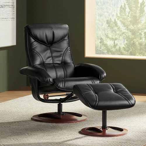 Miniatura 2 de BenchMaster Newport reclinable giratorio y otomano inclinado negro