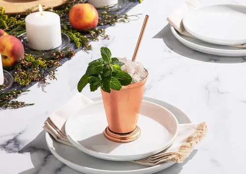 Miniatura 5 de Sol Living Juego de 4 tazas de julep de menta, con forro de acero inoxidable de 12 onzas, tazas de cobre hechas a mano Kentucky Derby, juego