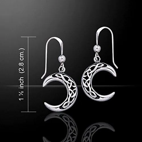 Miniatura 4 de Pendientes de plata de ley con nudo celta y luna creciente, Metal