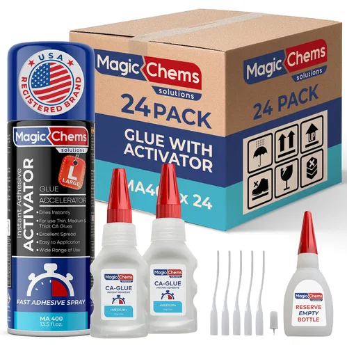 Miniatura 22 de Magic Chems - Pegamento CA con kit activador (2 pegamento de 0.8 onzas + activador de 6.7 onzas líquidas), adhesivo de cianoacrilato para impresión