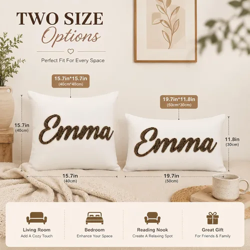 Miniatura 2 de Almohada con monograma bordada personalizada, funda de almohada lumbar con nombre personalizado, regalo para niñas, parejas y mujeres, almohadas