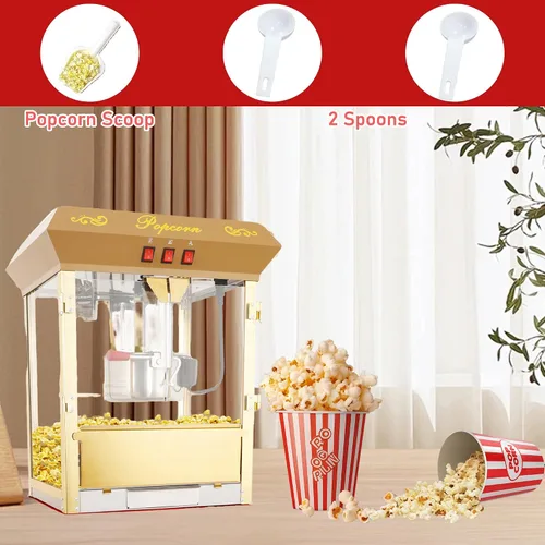 Miniatura 8 de Máquina de carrito de palomitas de maíz de 16 onzas sobre ruedas, máquina de palomitas de maíz de 850 W para 64 tazas de palomitas de maíz por lote