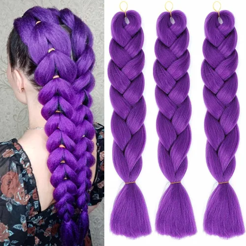 Miniatura 9 de Extensiones de cabello sintético para trenzar ombré, extensiones de cabello sintético jumbo para trenzas, de alta temperatura