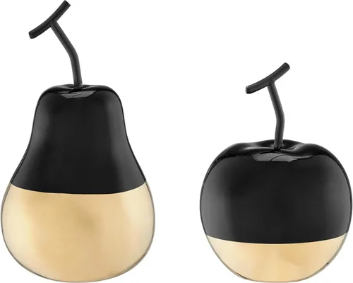 Danya B. Vost - Juego de 2 figuras decorativas de escultura de cerámica con acento de frutas sumergidas, pequeñas o grandes, negro/dorado o