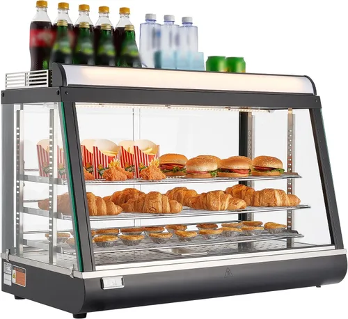 Miniatura 11 de VEVOR Exhibidor Calentador de Alimentos Comercial de 2 Niveles, Calentador Exhibidor de Alimentos de 800W con Luz para Mejorar la Exhibición