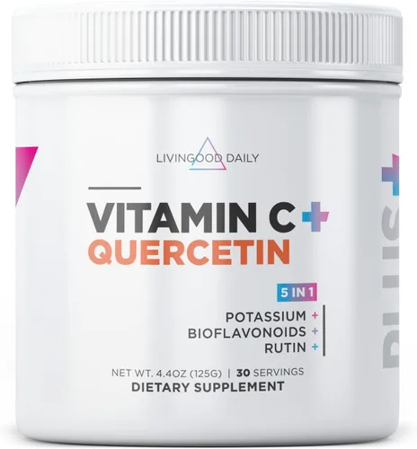 Livingood Daily Suplemento en polvo de vitamina C de alta dosis, 2,600 mg de ácido ascórbico en polvo que apoya la inmunidad y la salud de la piel,