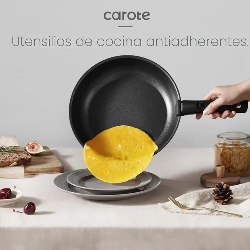Miniatura 3 de CAROTE Juego de 17 piezas de ollas y sartenes antiadherentes, juego de utensilios de cocina con mango desmontable, juego de cocina antiadherente