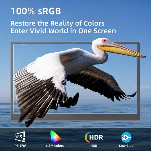 Miniatura 2 de Upperizon Monitor portátil de 15.6 pulgadas 4K UHD 3840X2160 100% sRGB 60Hz IPS HDR HDMI USB-C Monitor de viaje para laptop, MacBook, PC, Surface