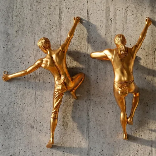 Miniatura 6 de GUTE Figuras altas de escultura de pared de escalada en roca, escultura de decoración de pared (juego de 2) 11.5 pulgadas – hombre y mujer – Maratón