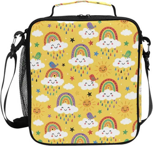 Miniatura 9 de MNSRUU Bolsas de almuerzo para niños y niñas, Doodle Kawaii Conejo, reutilizable, aislada, kit de bolsa térmica para comidas, bolsa organizadora