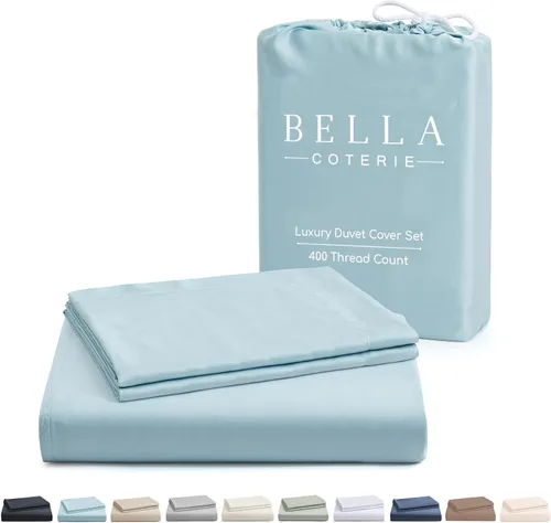 Miniatura 16 de Bella Coterie - Juego de funda de edredón de viscosa de bambú de lujo, tamaño King, 100% cultivado orgánicamente, lazos en las esquinas, ultra