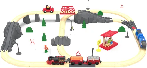 Miniatura 8 de Tren eléctrico de juguete para pistas de madera, juguetes de tren motorizado de Navidad para niños pequeños, tren a pilas incluye luces, sonidos