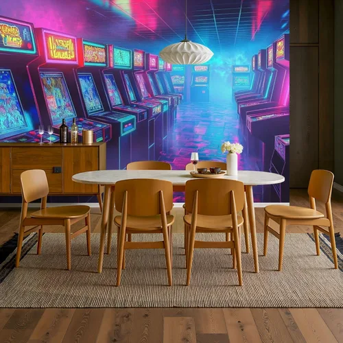 Miniatura 7 de Mural de pared moderno para despegar y pegar, diseño retro de los años 80, autoadhesivo, removibles, para sala de estar, dormitorio, fondo