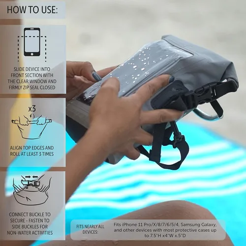 Miniatura 7 de geckobrands Bolsa impermeable para teléfono, geckoflage ártico, bolsa para teléfono al aire libre y bolsa seca, teléfonos Samsung Galaxy, teléfonos