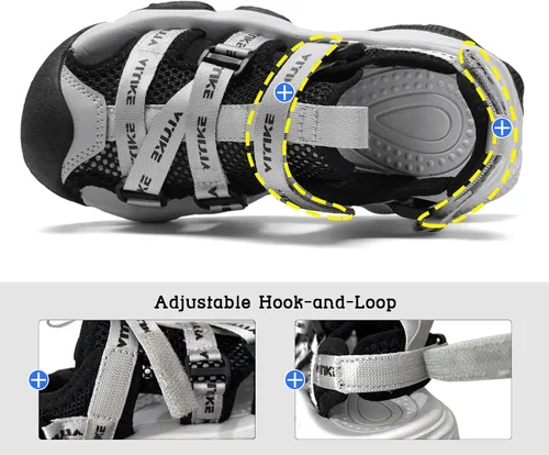 Miniatura 48 de JMFCHI Sandalias deportivas de verano para niños y niñas, sandalias de punta cerrada para exteriores, zapatos atléticos para agua, sandalias