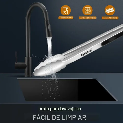 Miniatura 5 de Pinzas para cocinar – Pinzas de cocina de acero inoxidable de 600 grados resistentes al calor, pinzas de bloqueo de metal resistente, perfectas